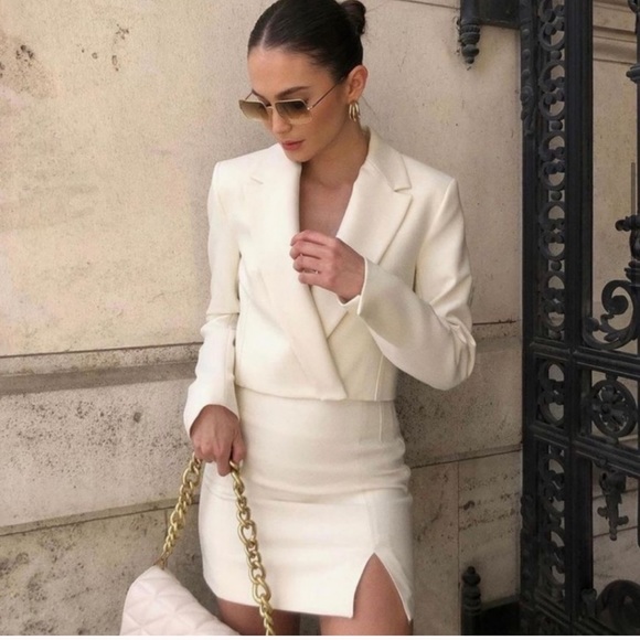 NWT ZARA Cropped Blazer White XXL Blogger’s Fav - Picture 7 of 11